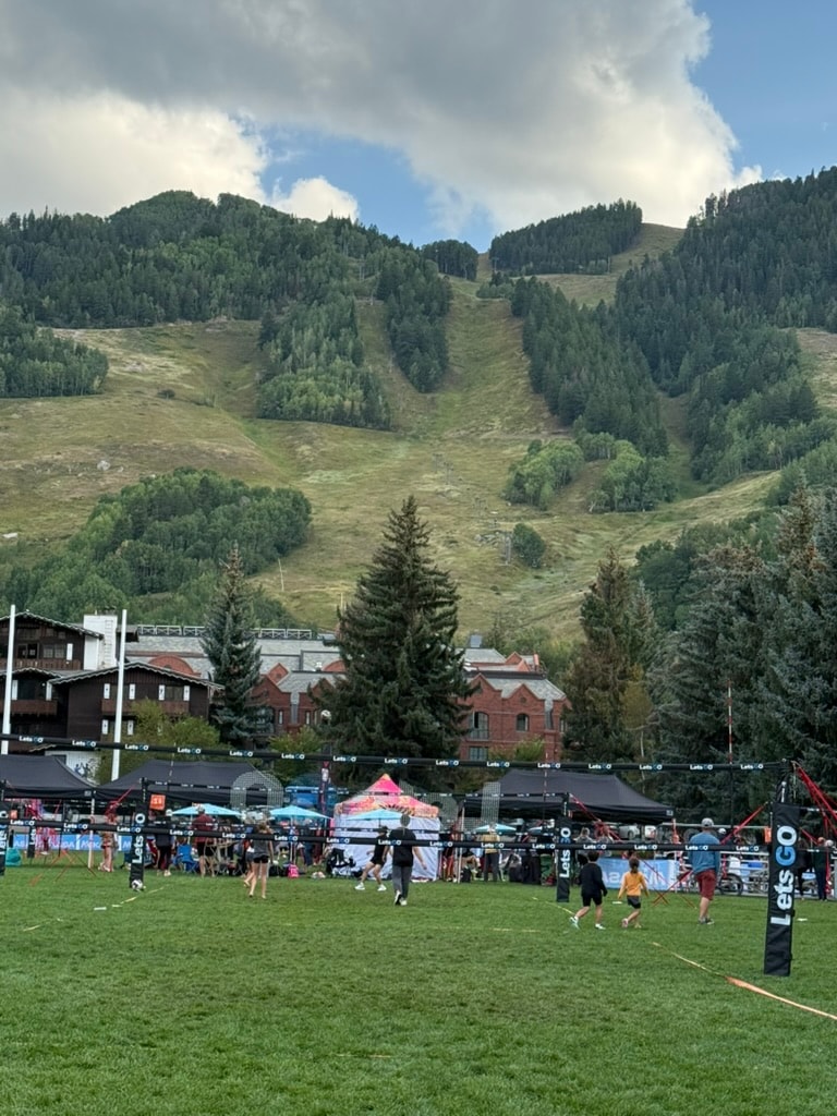 Summer volleyball event at the base of Aspen Mountain