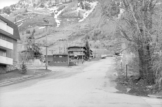 The Lift One neighborhood in an earlier era — part of the historic western base of Aspen Mountain.